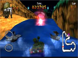 In game image of Renegade Racers on the Sony Playstation.