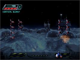 In game image of Space Invaders on the Sony Playstation.