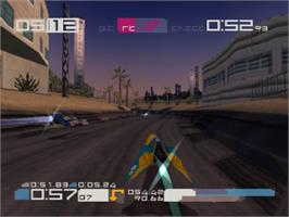 In game image of Wipeout 3 / Destruction Derby 2 on the Sony Playstation.