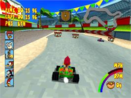In game image of Woody Woodpecker Racing on the Sony Playstation.