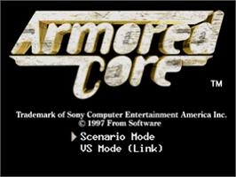 Title screen of Armored Core: Project Phantasma on the Sony Playstation.