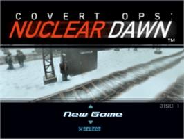 Title screen of Covert Ops: Nuclear Dawn on the Sony Playstation.
