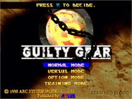 Title screen of Guilty Gear on the Sony Playstation.