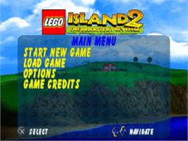 Title screen of LEGO Island 2: The Brickster's Revenge on the Sony Playstation.