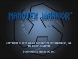 Title screen of NanoTek Warrior on the Sony Playstation.