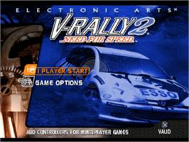 Title screen of Need for Speed: V-Rally 2 on the Sony Playstation.