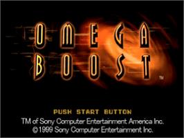 Title screen of Omega Boost on the Sony Playstation.
