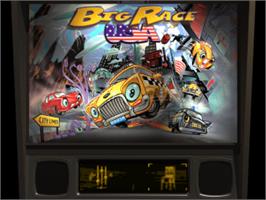 Title screen of Pro Pinball: Big Race USA on the Sony Playstation.