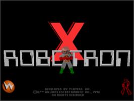 Title screen of Robotron X on the Sony Playstation.