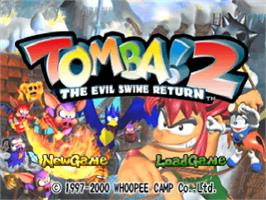 Title screen of Tomba! 2: The Evil Swine Return on the Sony Playstation.