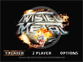 Title screen of Twisted Metal 2 on the Sony Playstation.