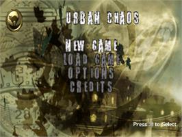 Title screen of Urban Chaos on the Sony Playstation.