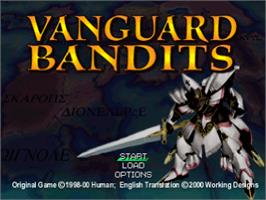 Title screen of Vanguard Bandits on the Sony Playstation.