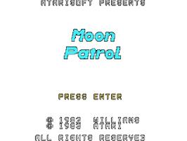Title screen of Moon Patrol on the Texas Instruments TI 99/4A.