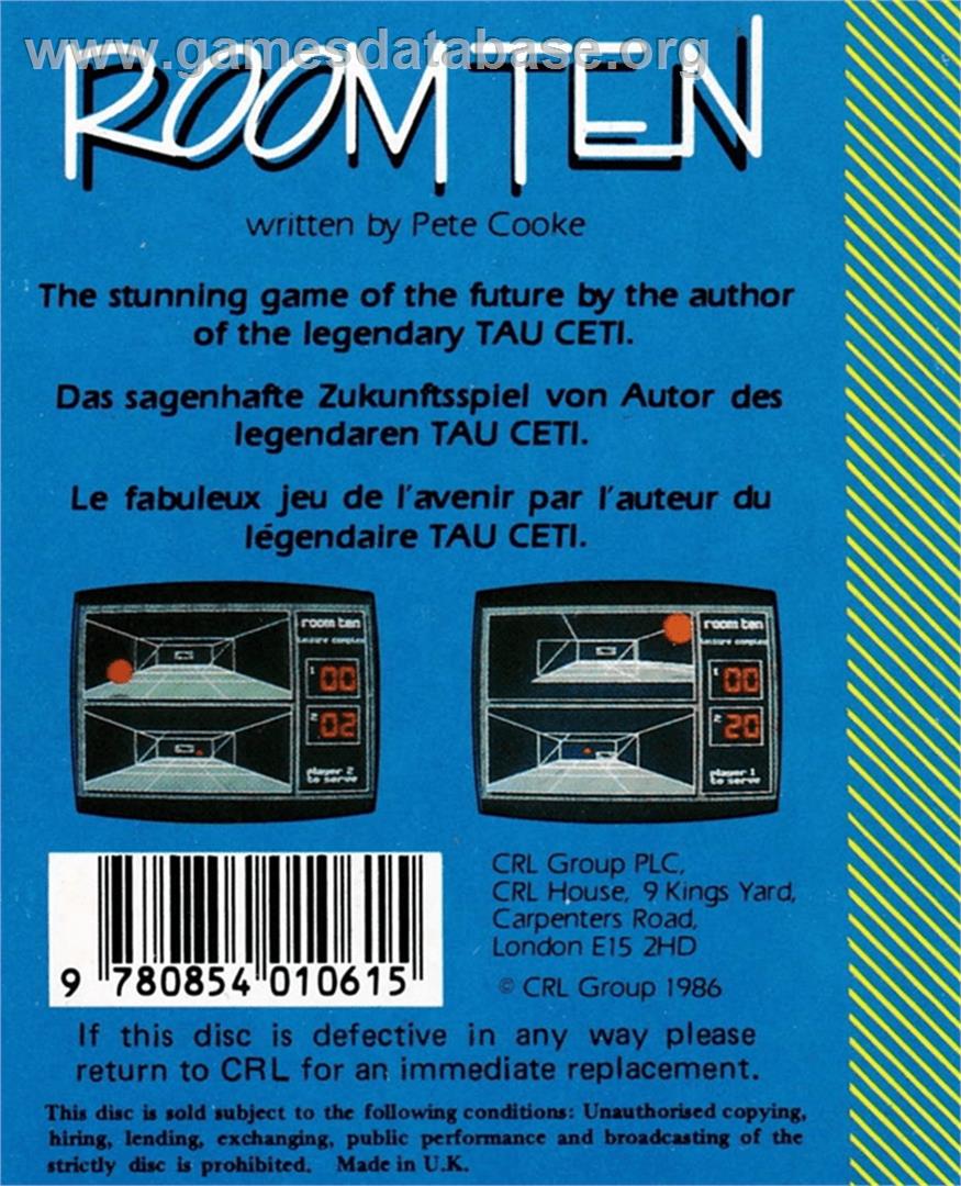 Room Ten - Amstrad CPC - Artwork - Box Back