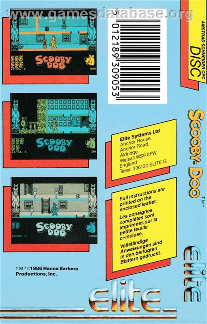 Scooby Doo - Amstrad CPC - Artwork - Box Back