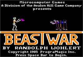 Title screen of Beast War on the Apple II.