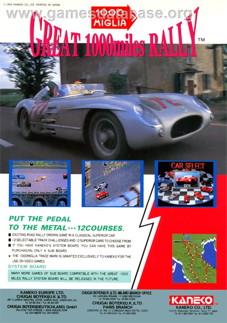 1000 Miglia: Great 1000 Miles Rally - Arcade - Artwork - Advert