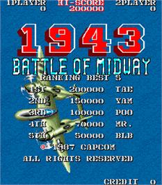 High Score Screen for 1943: Battle of Midway.