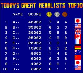 High Score Screen for Gold Medalist.