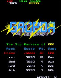 High Score Screen for Grobda.