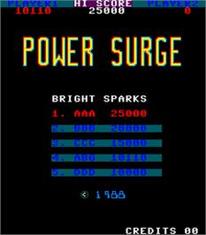 High Score Screen for Power Surge.