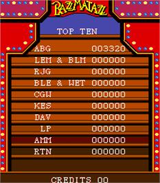 High Score Screen for Razzmatazz.