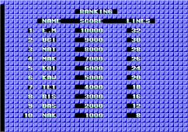 High Score Screen for Tetris.