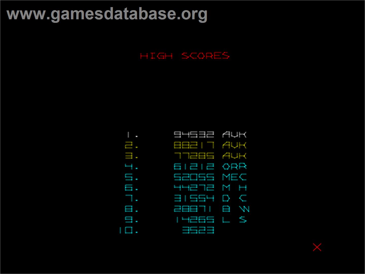 Alpha One - Arcade - Artwork - High Score Screen