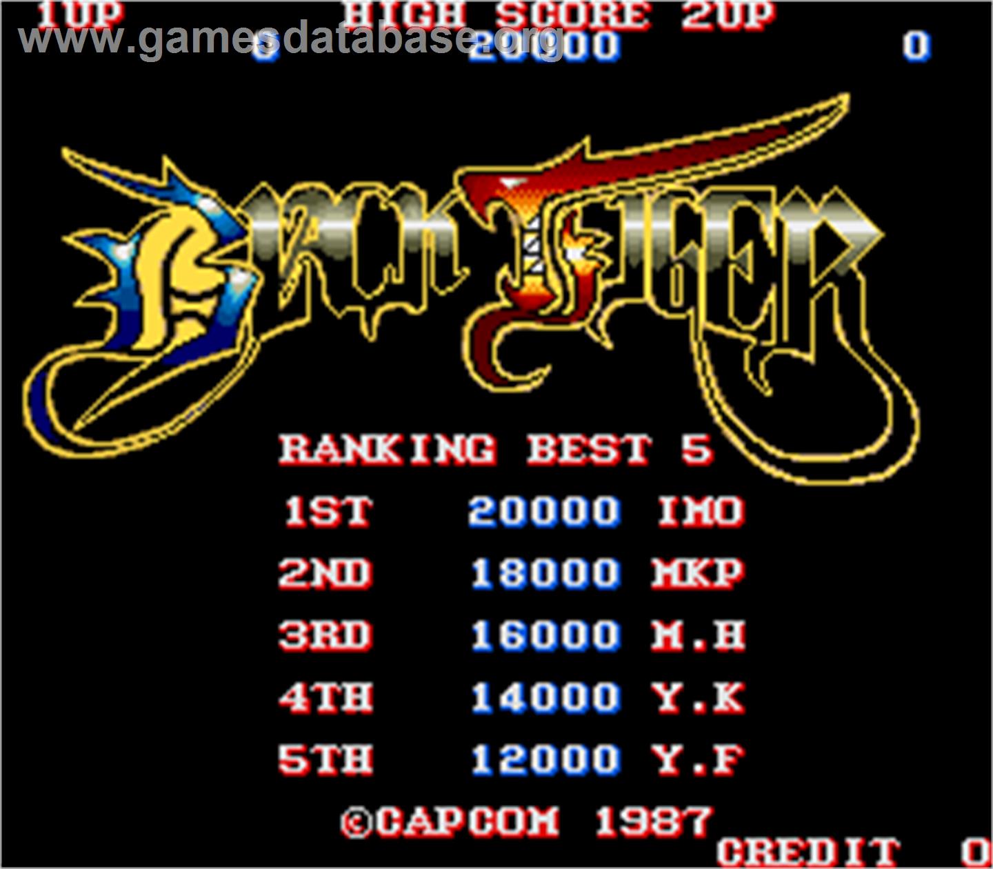 Black Dragon - Arcade - Artwork - High Score Screen