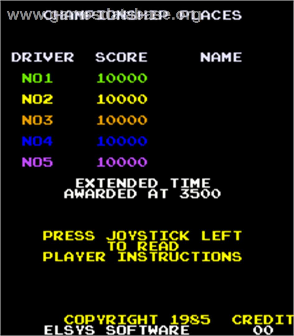 Driving Force - Arcade - Artwork - High Score Screen