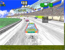 In game image of Daytona USA Deluxe '93 on the Arcade.