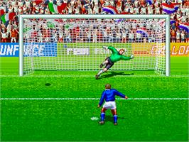 In game image of Dream Soccer '94 on the Arcade.