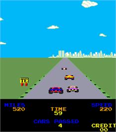 In game image of Driving Force on the Arcade.
