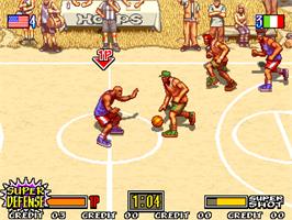 In game image of Hoops '96 on the Arcade.