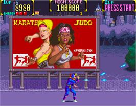 In game image of Mystic Warriors on the Arcade.