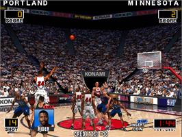 In game image of NBA Play By Play on the Arcade.