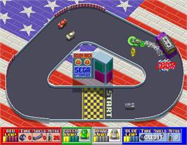 In game image of Rough Racer on the Arcade.