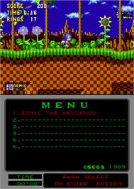 In game image of Sonic The Hedgehog on the Arcade.