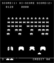 In game image of Space Attack on the Arcade.