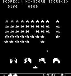 In game image of Space Attack II on the Arcade.