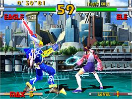 In game image of Star Gladiator 2 on the Arcade.