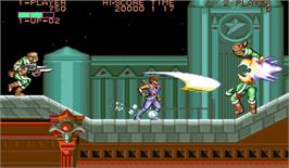 In game image of Strider Hiryu on the Arcade.