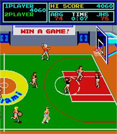 In game image of Super Basketball on the Arcade.