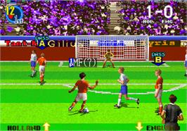 In game image of Super Visual Soccer: Sega Cup on the Arcade.