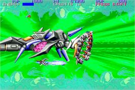 In game image of Xexex on the Arcade.