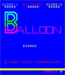 Title screen of Balloon Bomber on the Arcade.