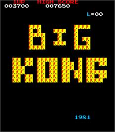 Title screen of Big Kong on the Arcade.