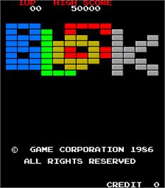 Title screen of Block on the Arcade.