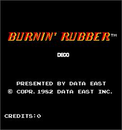 Title screen of Burnin' Rubber on the Arcade.